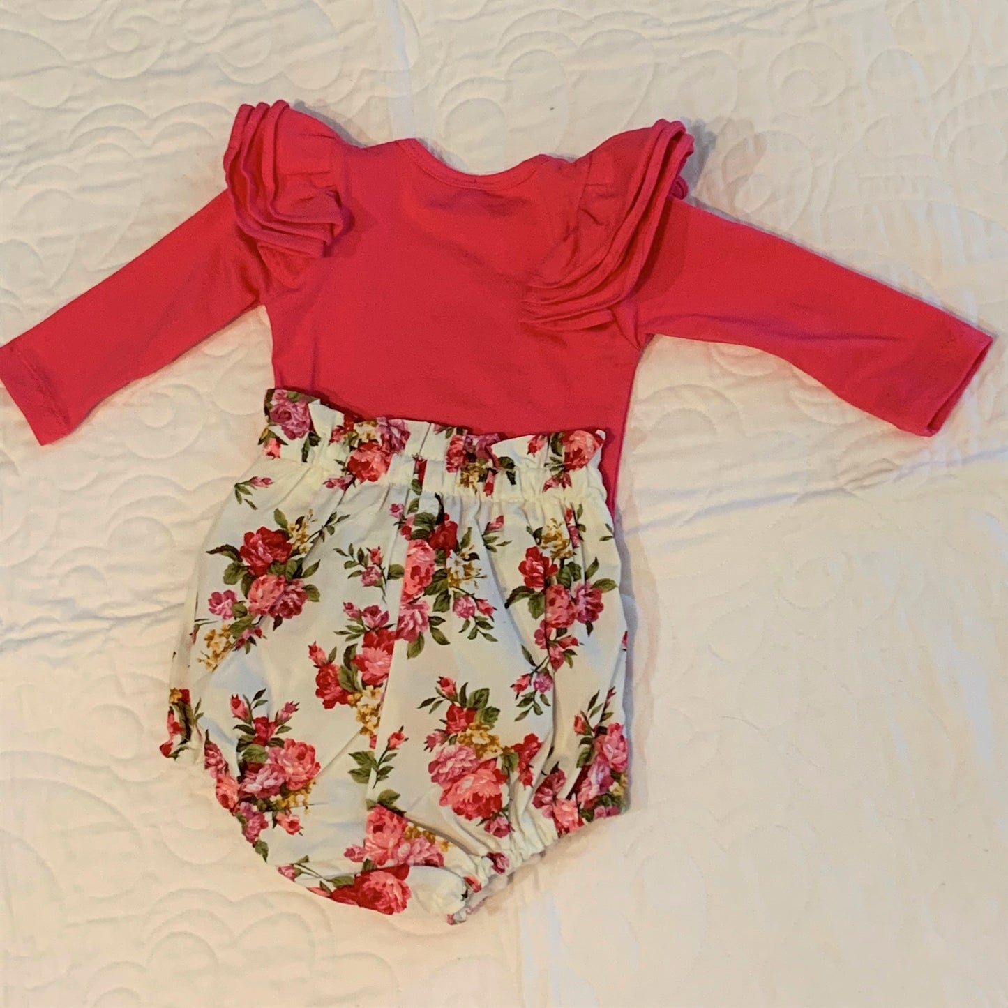 2 Piece Set - High Waisted Nappy Cover with Sash Bow & ReadyMade Long Sleeve Bodysuit