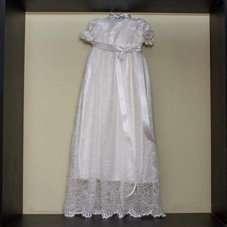 Christening Dress / Gown - Dedication Dress / Gown White Satin and Lace