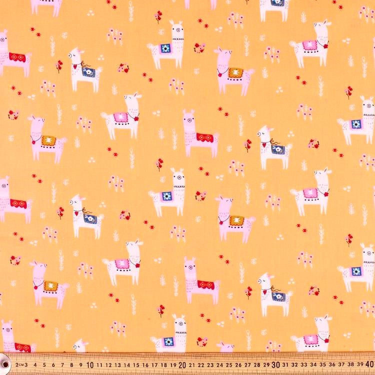 Pants - Harem - Ribbed Waist - Orange Llamas with Pink Bands