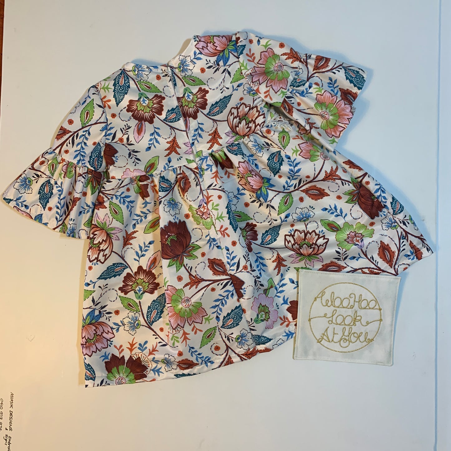 Dress - 3/4 Sleeve Floral Garden - Paisley Pattern, 3/4 Sleeve with Ruffle