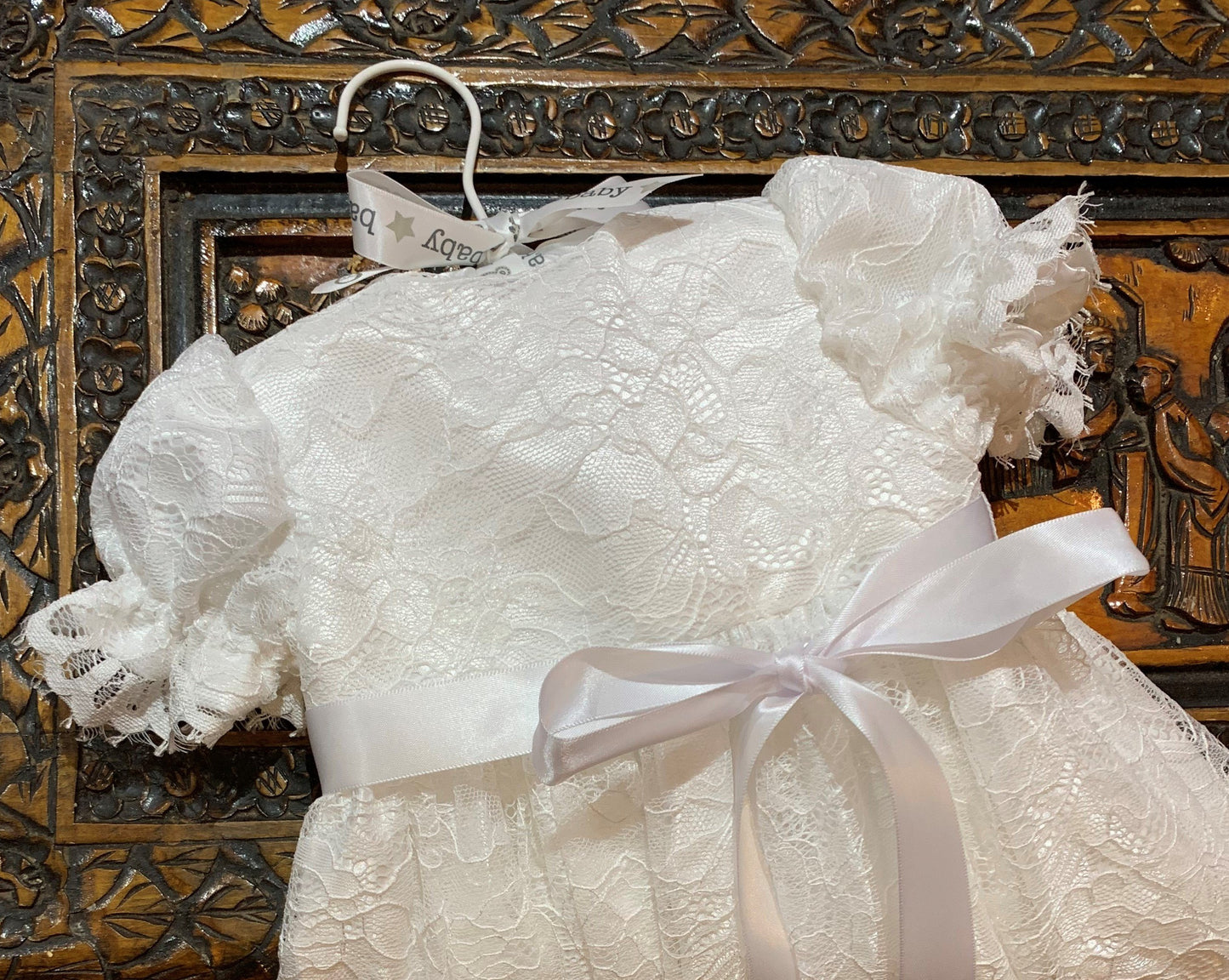 Christening Dress / Gown - Dedication Dress / Gown White Satin and Lace
