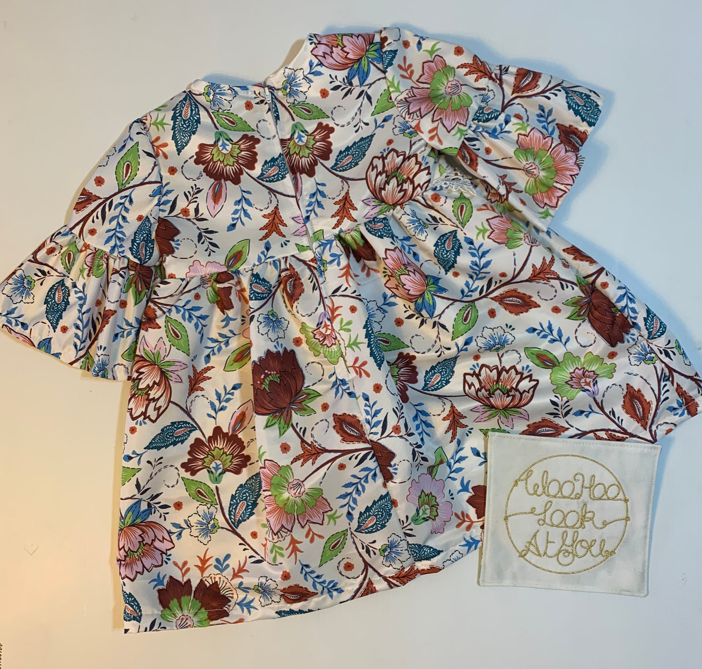 Dress - 3/4 Sleeve Floral Garden - Paisley Pattern, 3/4 Sleeve with Ruffle