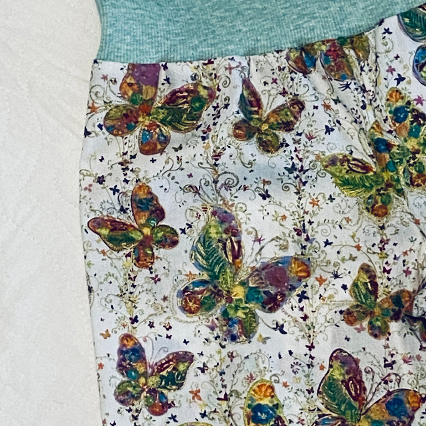 Pants - Harem - Ribbed Waist - Butterflies with Green Band