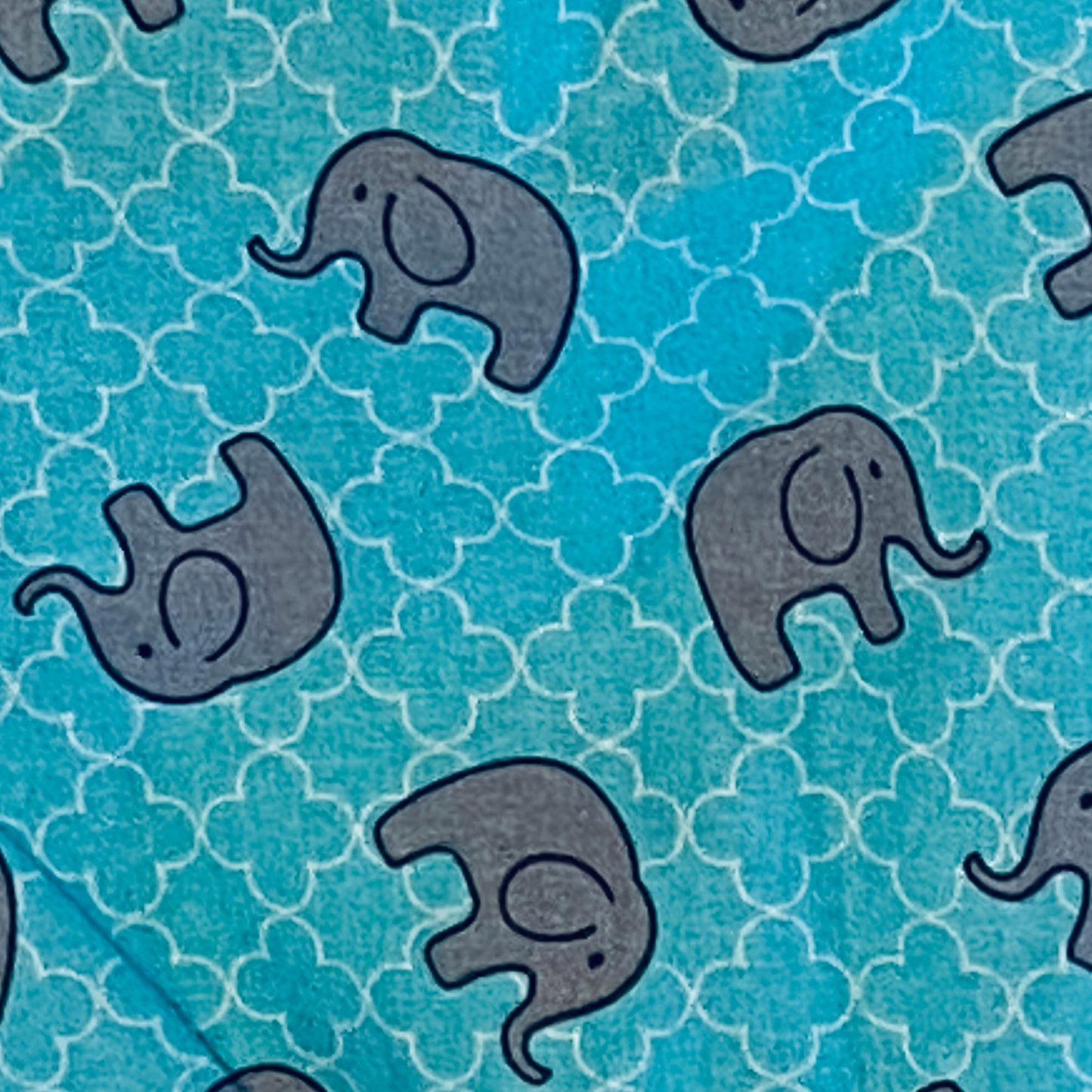 Pants - Harem - Ribbed Waist - Elephants on Teal with White Bands