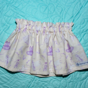 Skirt - High Waisted - Tadah Paper Bag Skirt , Toddler, Lilac Ballerinas on White