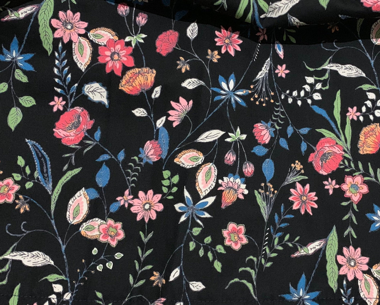 Dress - Long Sleeved Black Seasonal Flowers