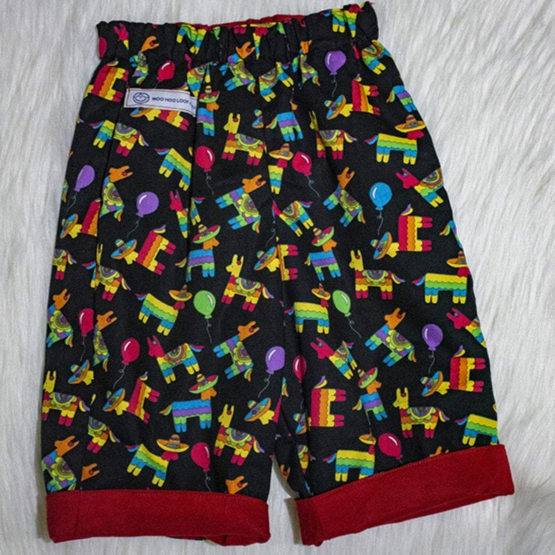 Pants - Cotton - Lined - Llamas with Hats and Red Trim