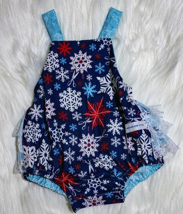Romper - Christmas - Australian Red White & Blue Decorations Lace Ruffled Bottom