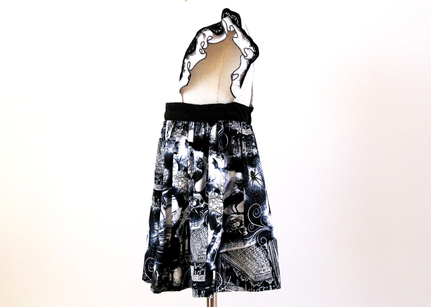 Dress - Halloween - Emma Polly Dark Night Bats & Crows with Black Lace Flutter