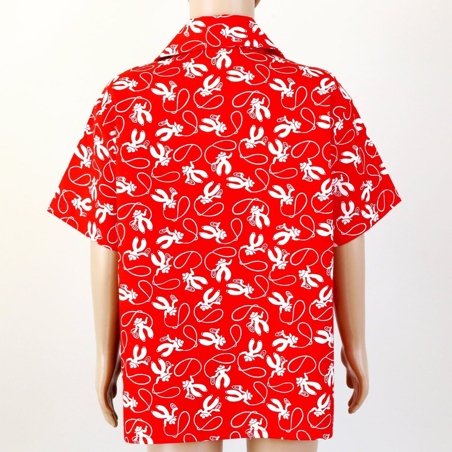 Shirt - Red & White Cowboys with Black Contrasting Panel