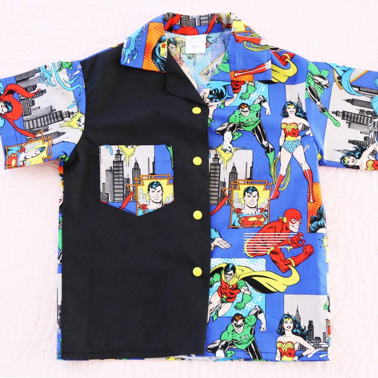 Shirt - Super Heroes Everywhere with Black Contrast Panel