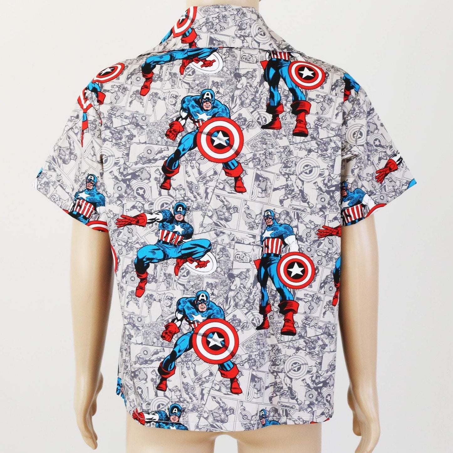 Shirt - Super Hero with Shield, Grey Contrasting Panel