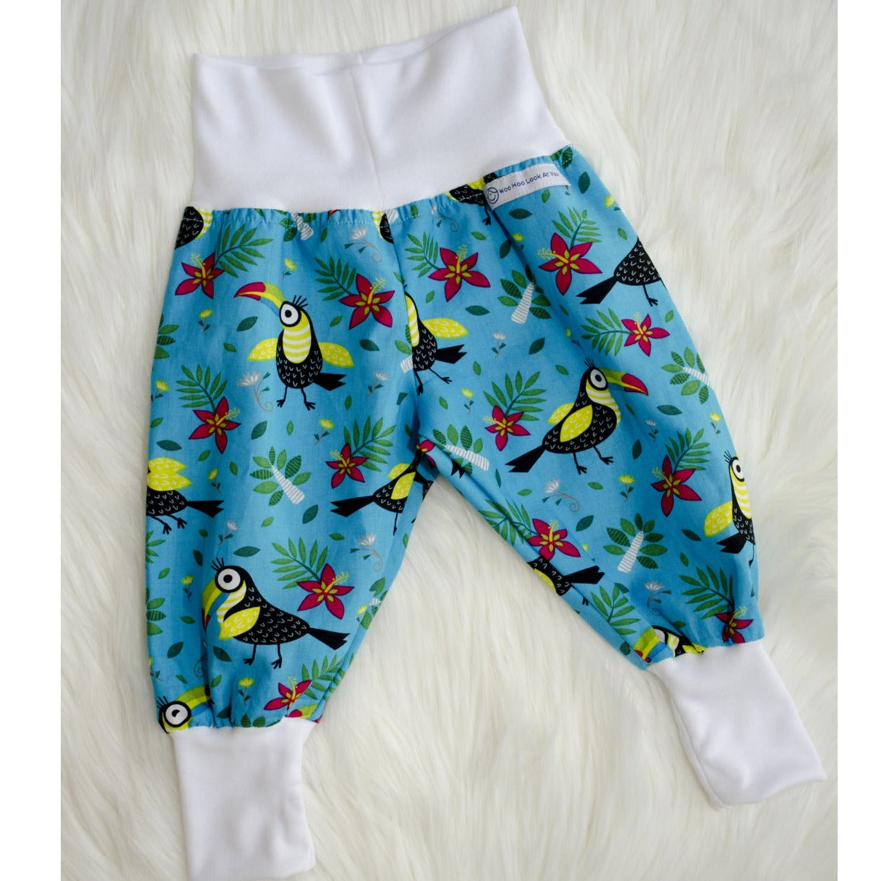 Pants - Harem - Ribbed Waist - Toucans with White Bands