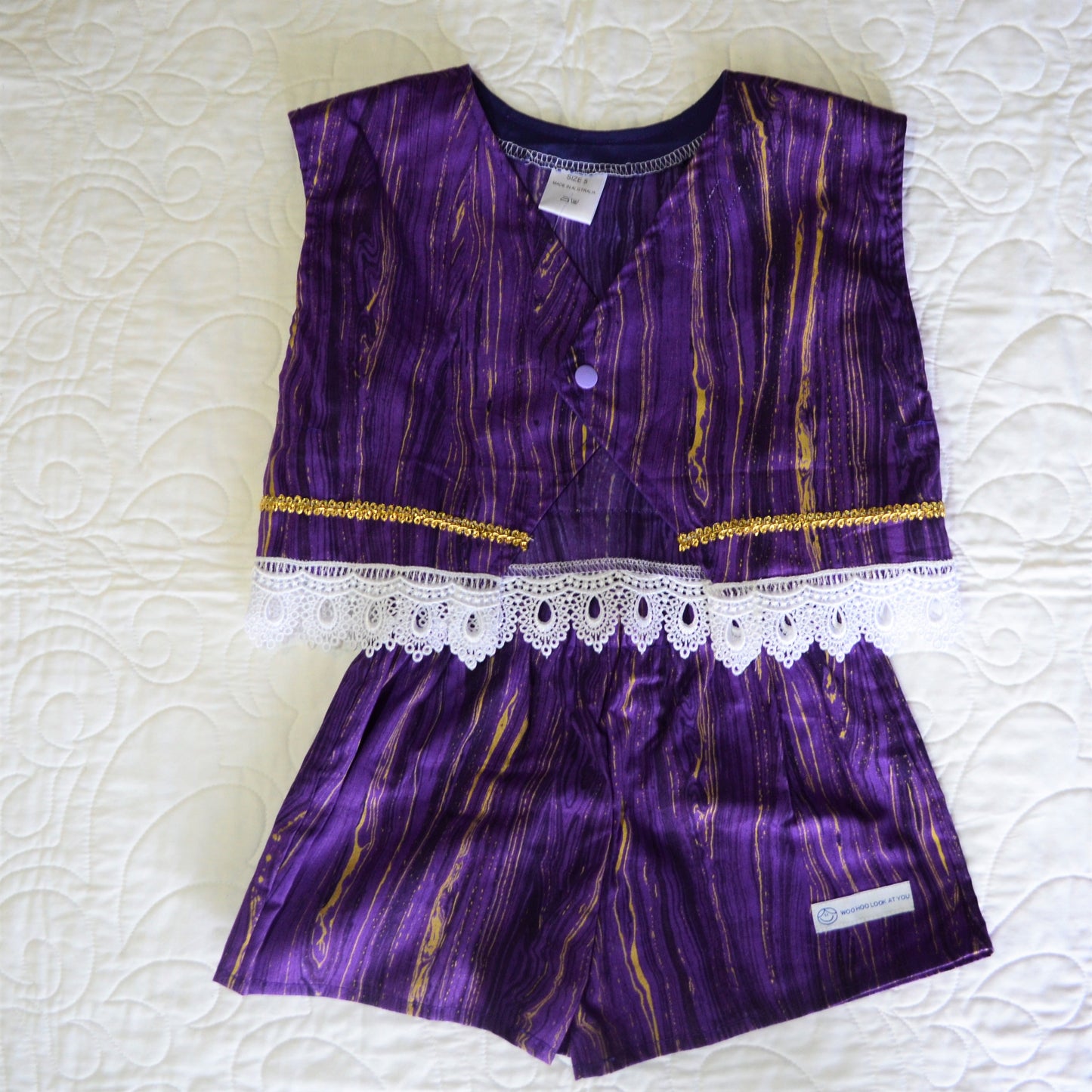 2 Piece - Laced Top and Shorts Purple