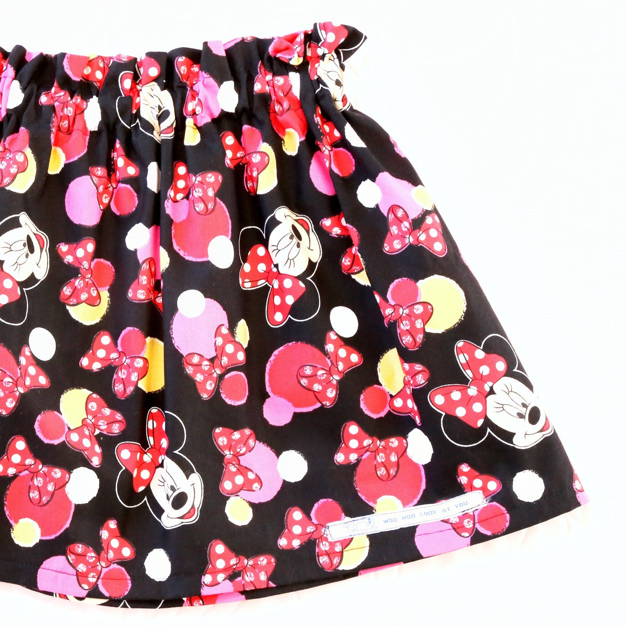 Skirt - High Waisted - Tadah Paper Bag Skirt , Toddler, Mouse with Red Bows on Black