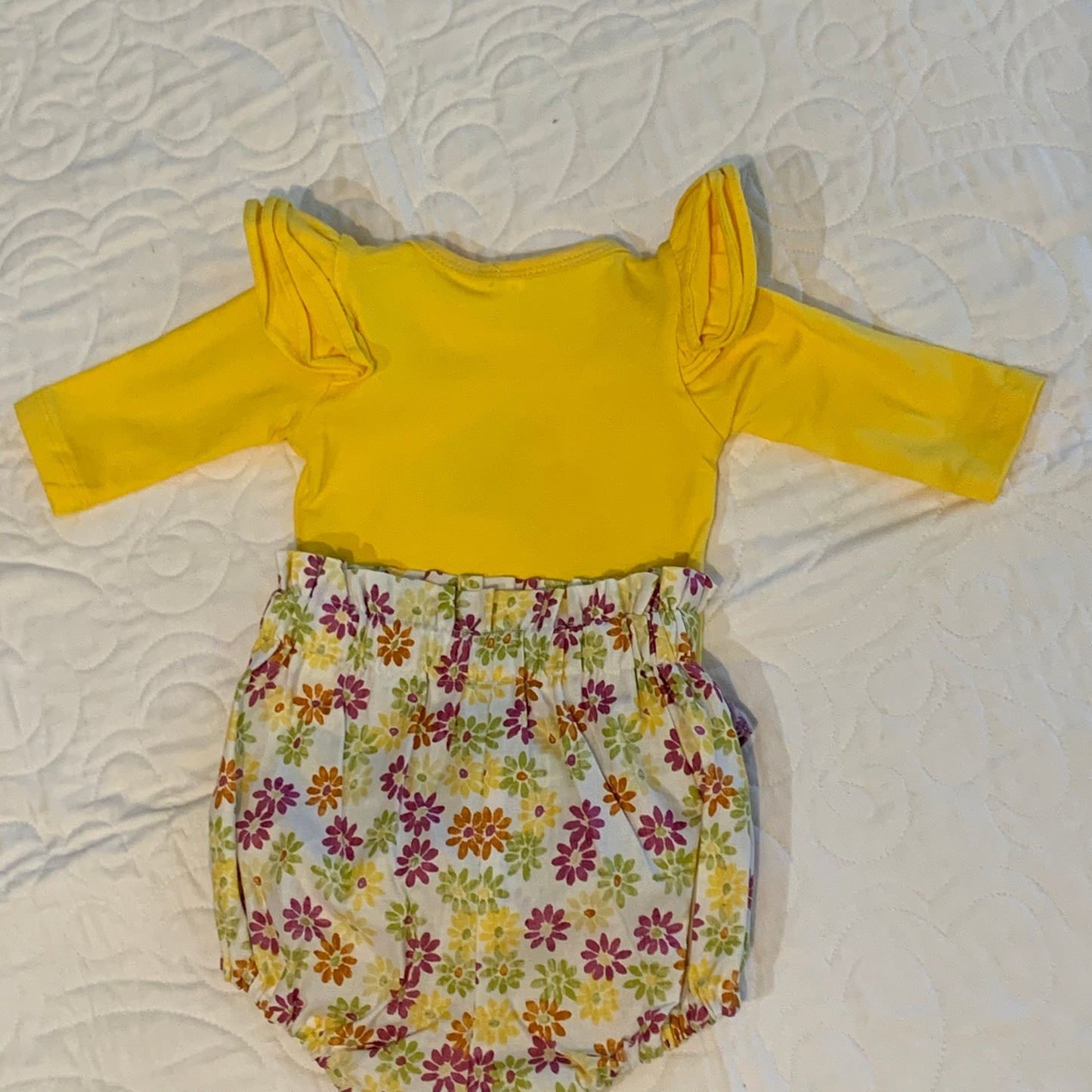 2 Piece Set - High Waisted Nappy Cover with Sash Bow & ReadyMade Long Sleeve Bodysuit