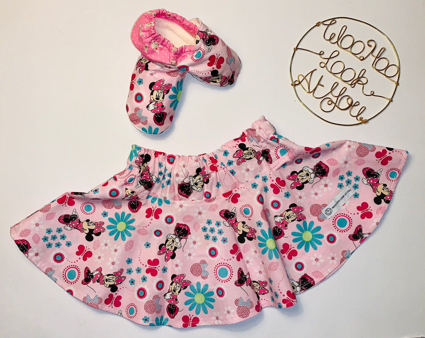 2 Piece Set - Skirt & Slip Ons - Little Pink Mouse