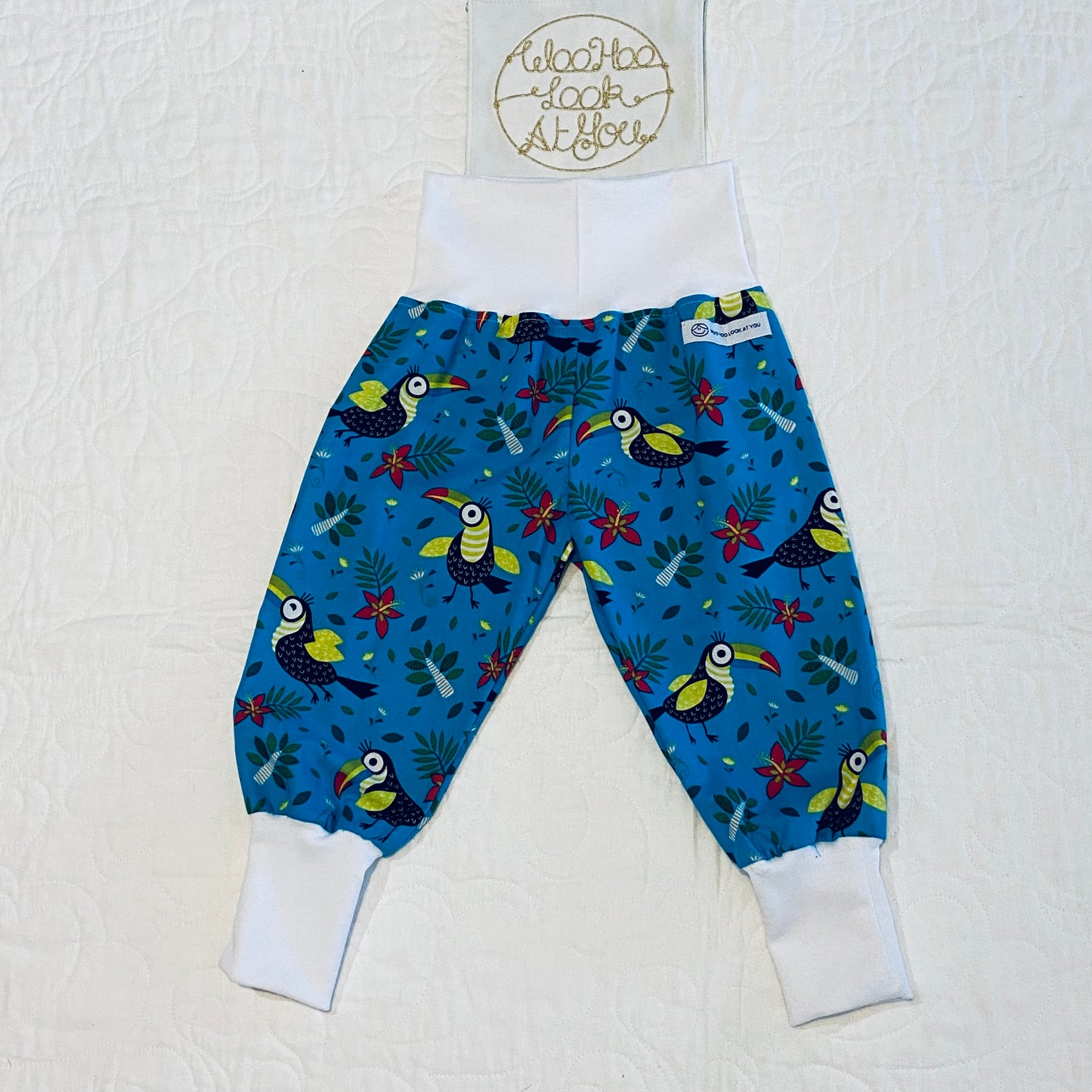 Pants - Harem - Ribbed Waist - Toucans with White Bands