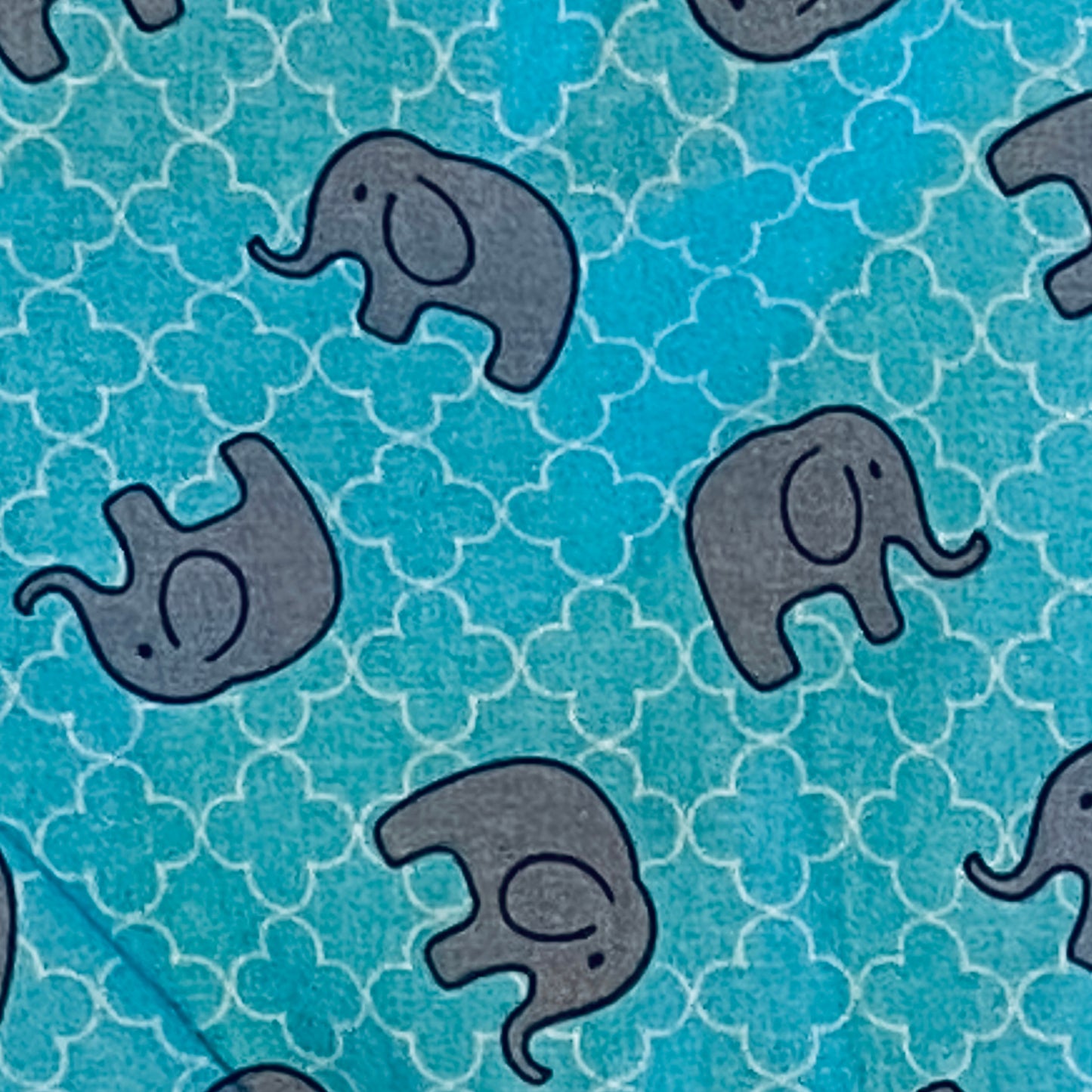 Pants - Harem - Ribbed Waist -  Elephants on Teal with White Bands