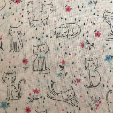 2 Piece Set - Skirt & Slip Ons - Cream Cats and Pink Gingham