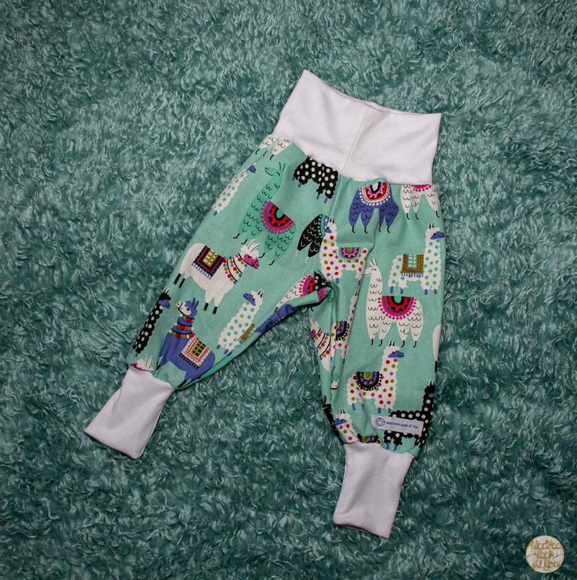 Pants - Harem - Buzoku Cotton - Teal Llamas with White Bands