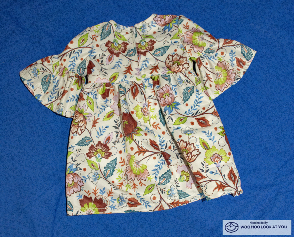 Dress - 3/4 Sleeve Floral Garden - Paisley Pattern,  3/4 Sleeve with Ruffle