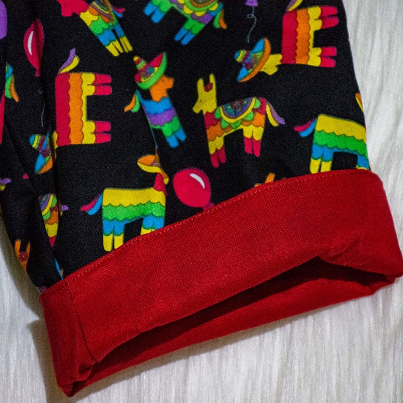 Pants - Cotton - Lined - Llamas with Hats and Red Trim
