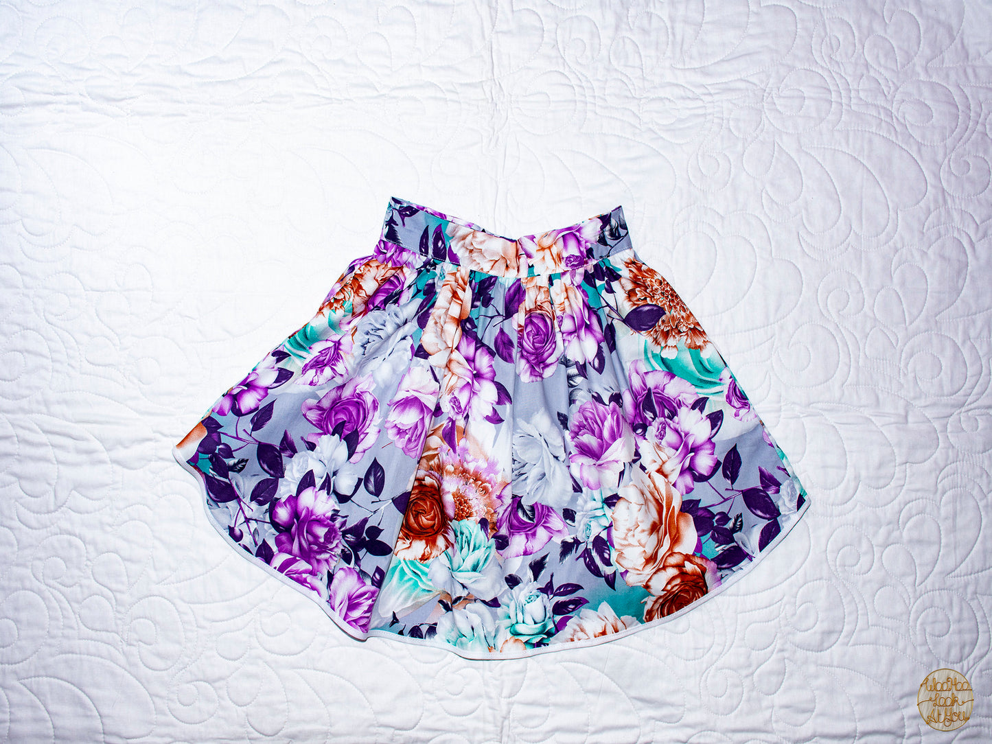 Skirt - Wrap -  Tadah Tulip Skirt-  Purple Chrysanthemum & Roses