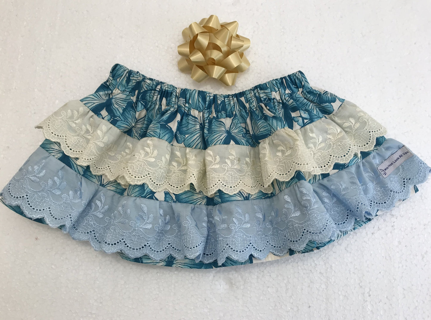 2 Piece Set - Skirt & Slip Ons - Teal Butterflies