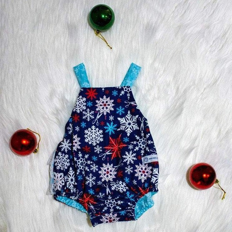 Romper - Christmas - Australian Red White & Blue Decorations Lace Ruffled Bottom