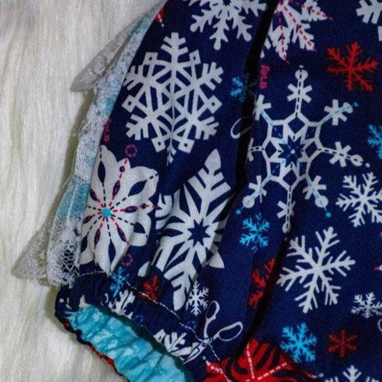 Romper - Christmas - Australian Red White & Blue Decorations Lace Ruffled Bottom