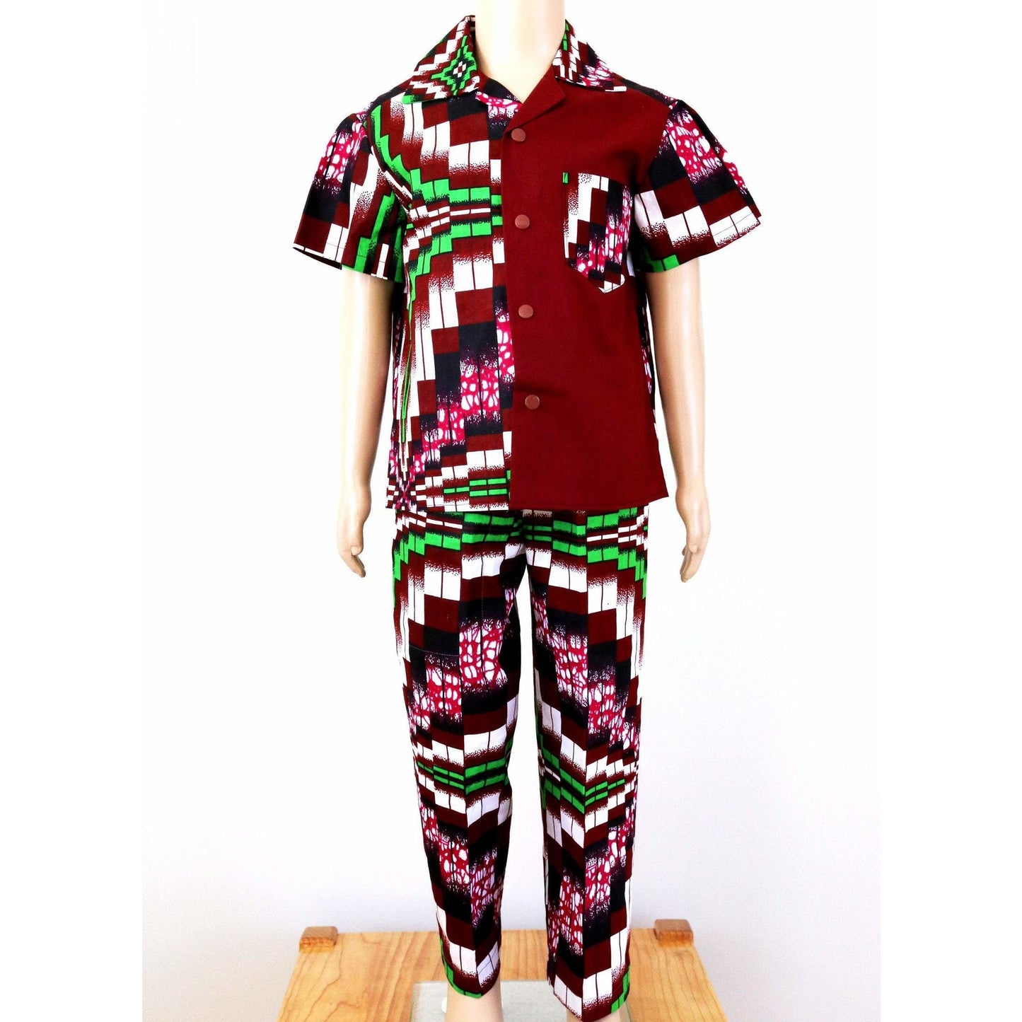 2 Piece Shirt & Pants - African Fabric Print Traditional Kente African Outfit