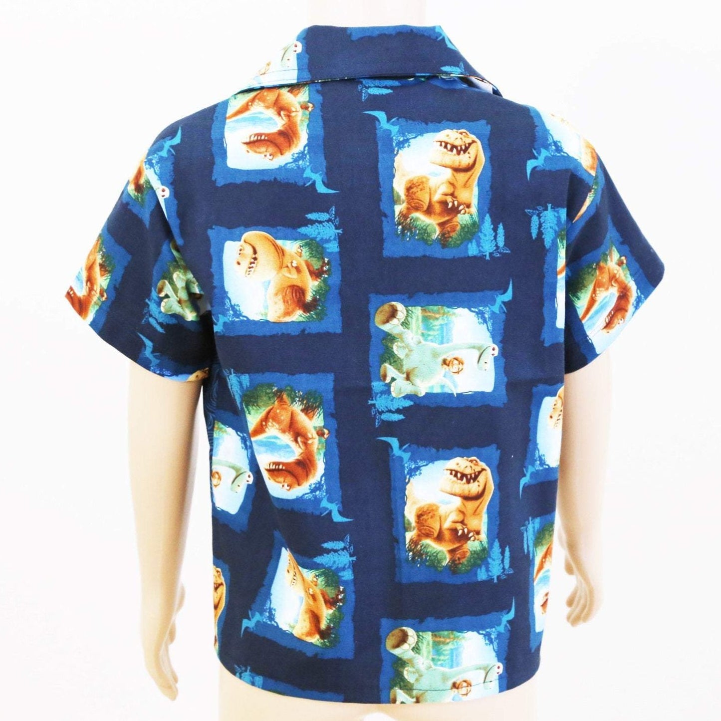 Shirt - Dinosaurs with Contrasting Blue Front Panel