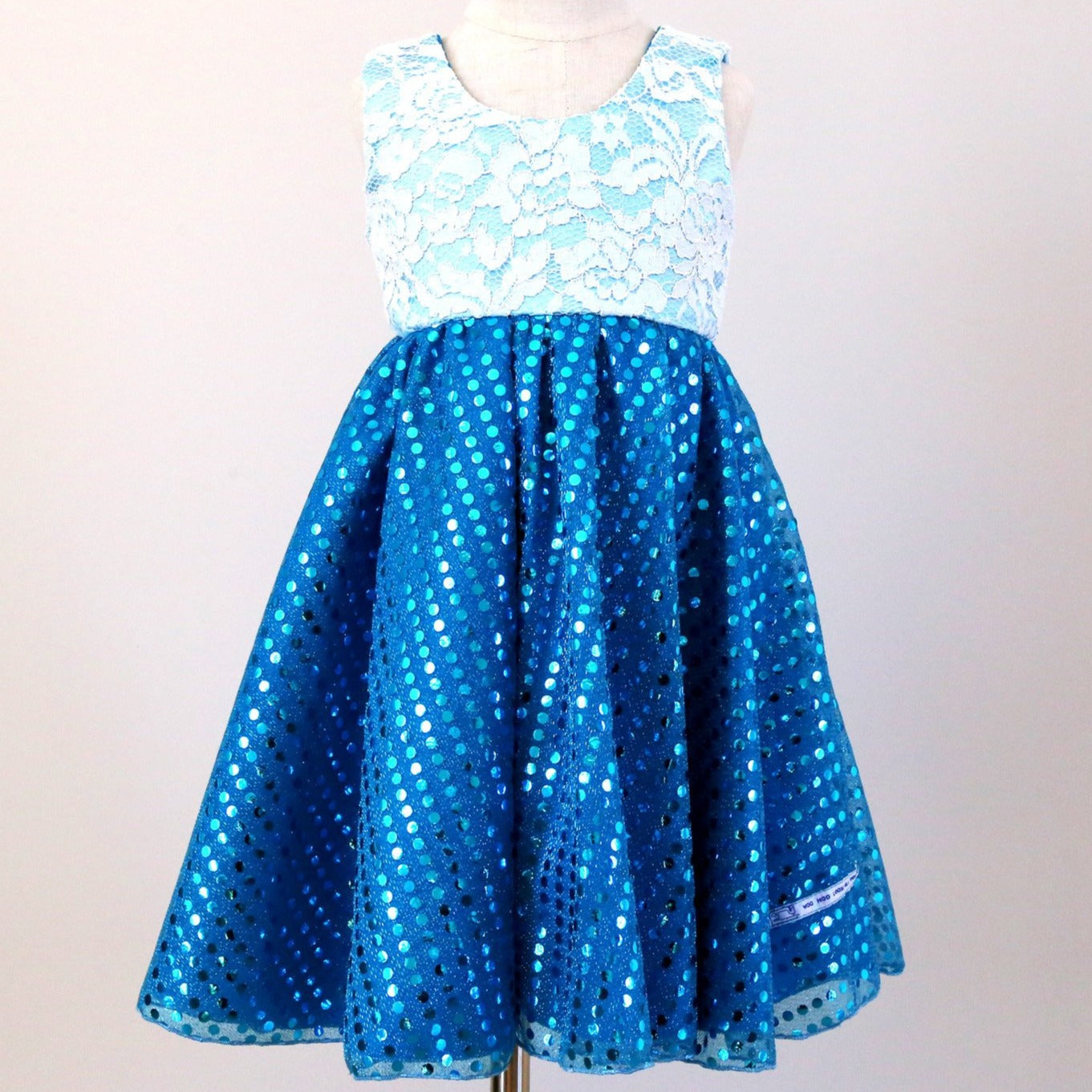 Dress - Exquisite Collection - Lace, Satin and Aqua Sequins