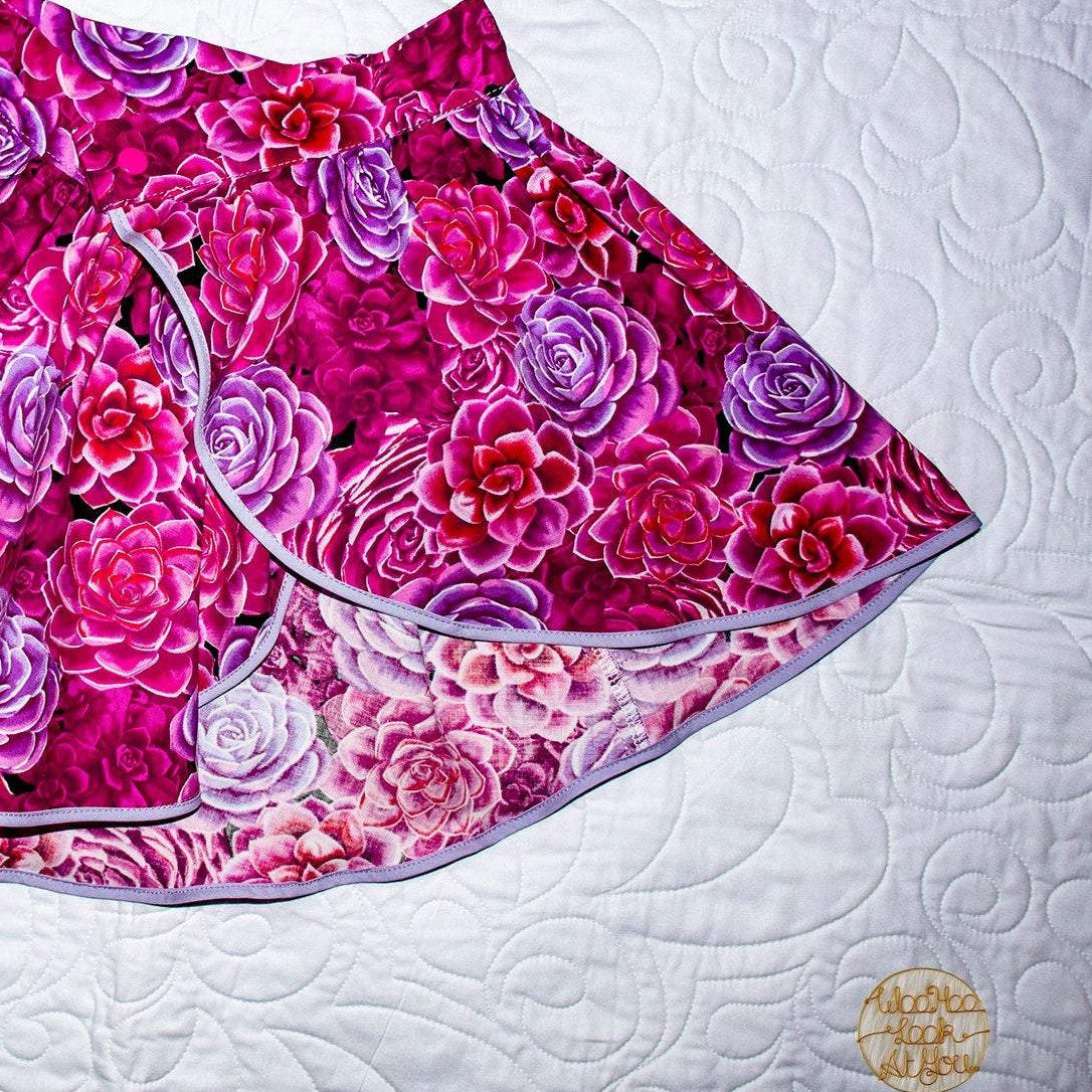 Skirt - Wrap -  Tadah Tulip Skirt-  Pink and Lilac Succulents