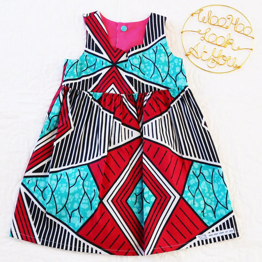 Dress - Ankara Abstract African Fabric - Traditional Indigenous Print