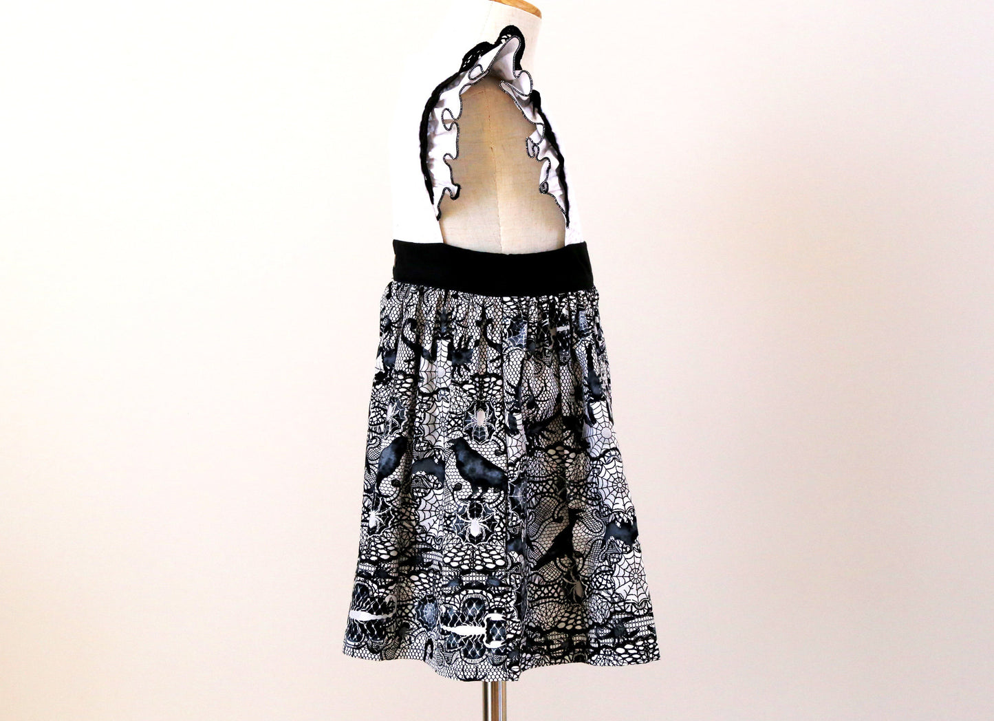 Dress - Halloween - Emma Polly Spiderweb Scorpions Crows Black & White with Black Lace Flutter
