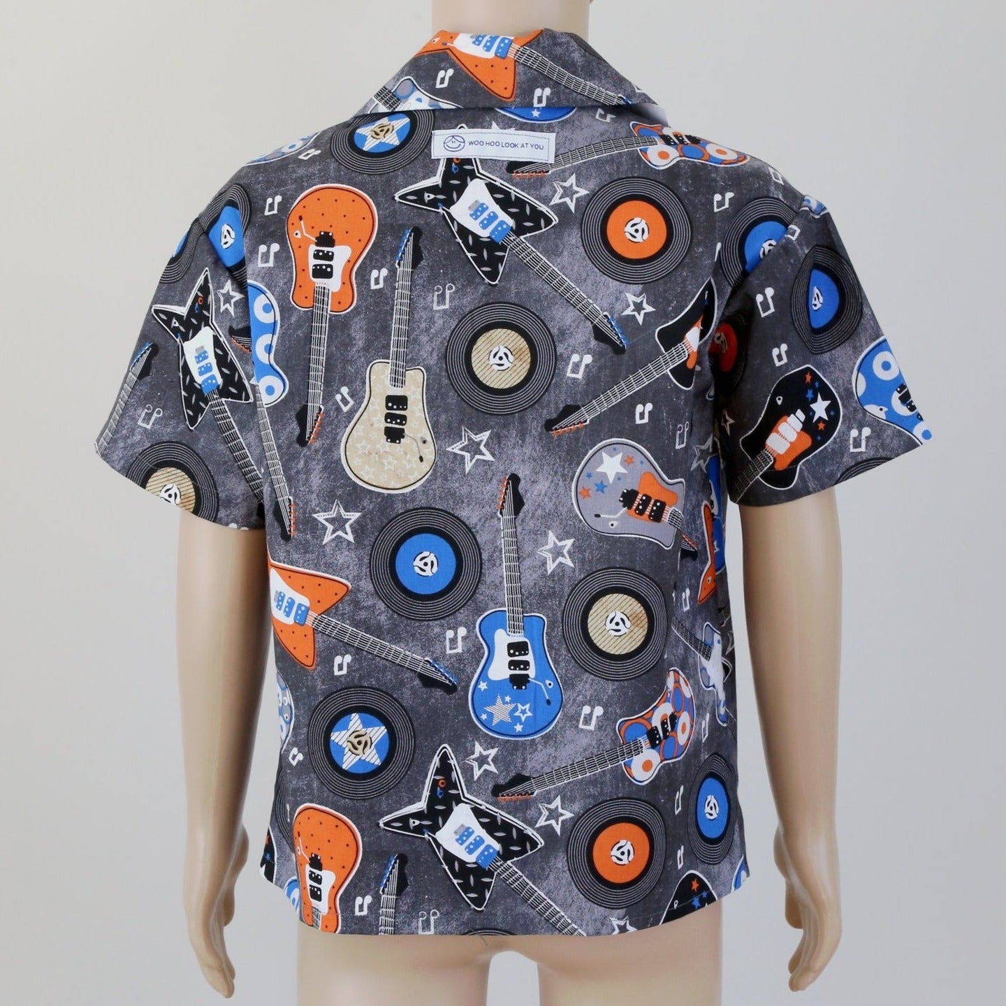 Shirt - Guitars & Record Collection with Dark Grey Contrast Panel