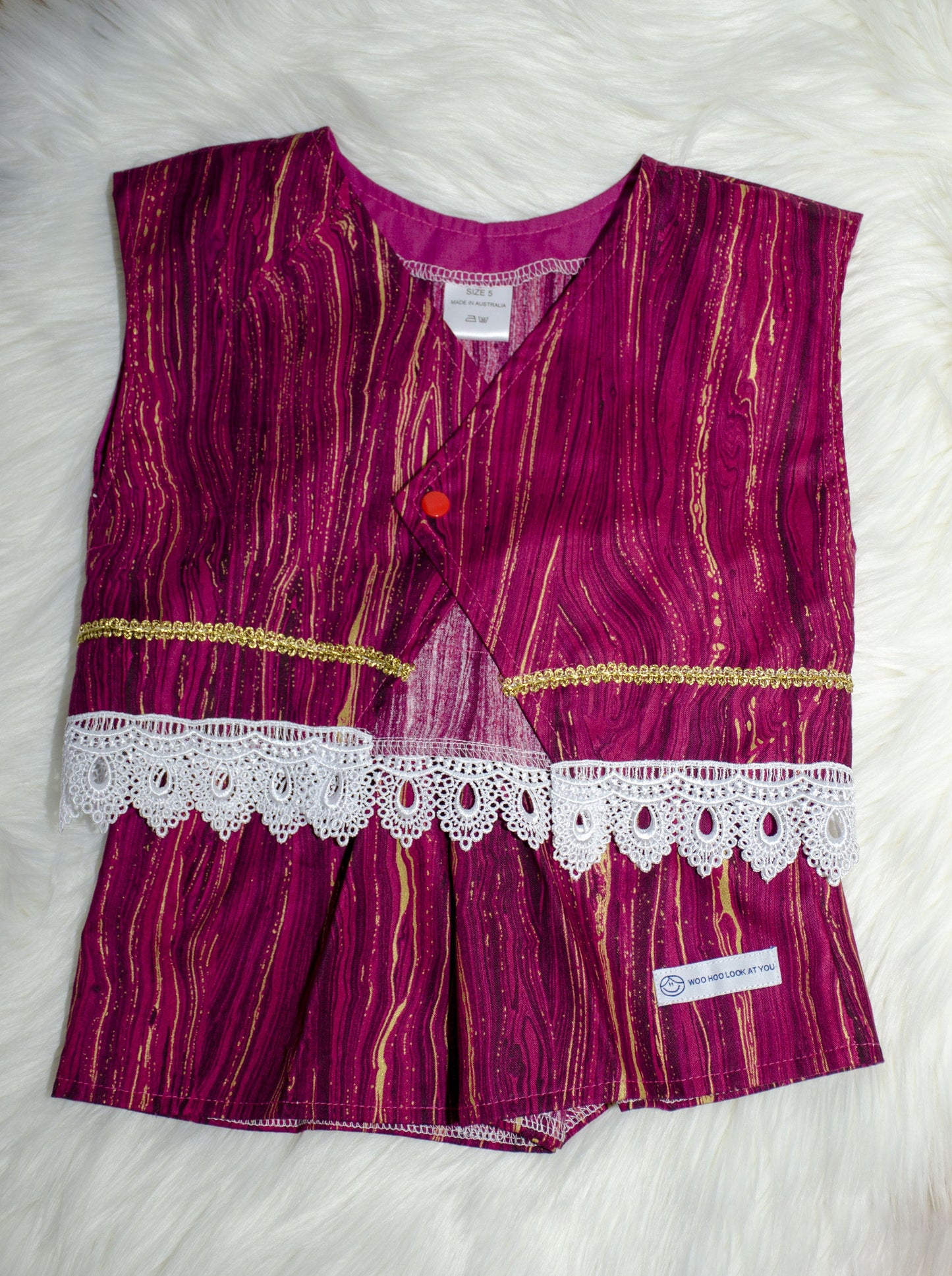 2 Piece - Laced Top and Shorts Burgundy