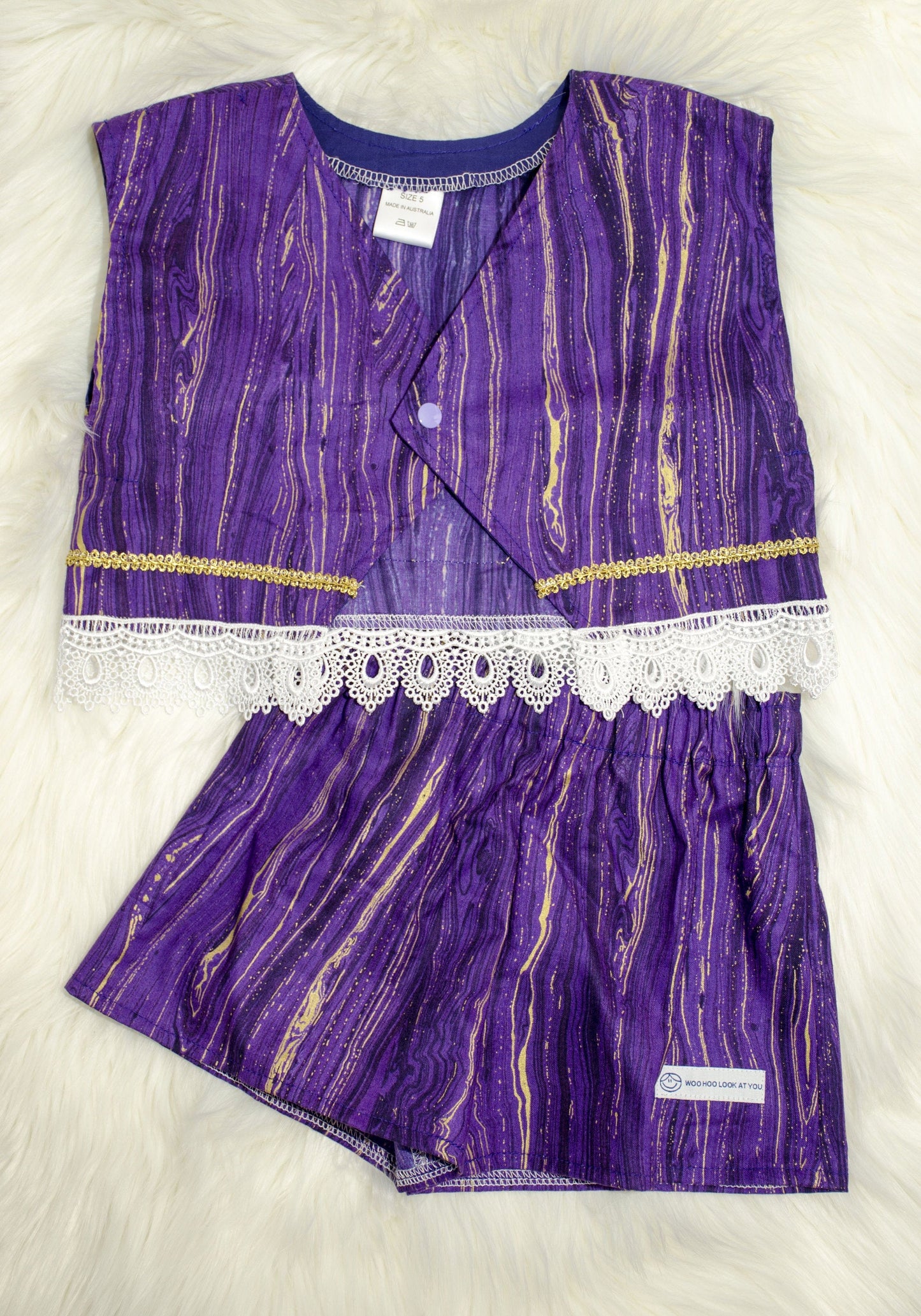 2 Piece - Laced Top and Shorts Purple