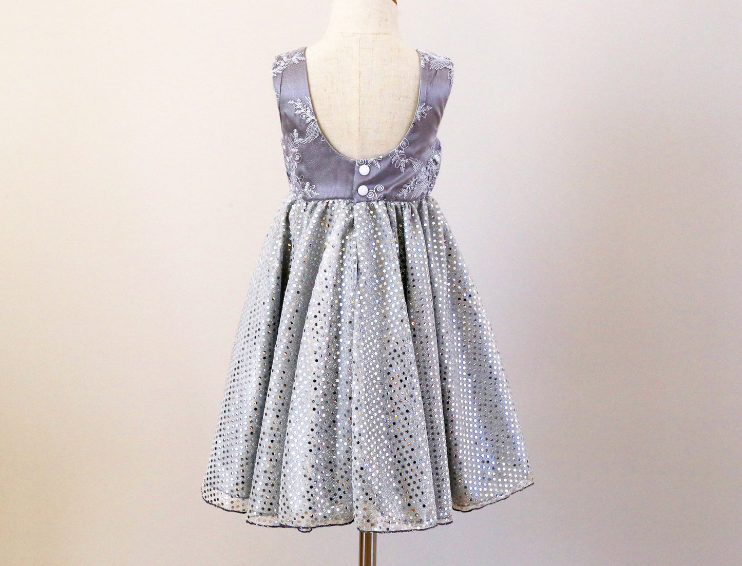 Dress - Exquisite Collection - Lace, Satin and Silver Sequins