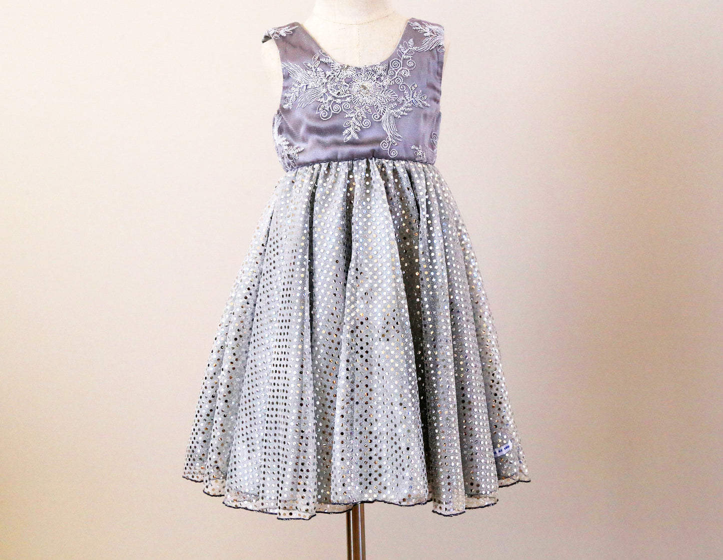 Dress - Exquisite Collection - Lace, Satin and Silver Sequins