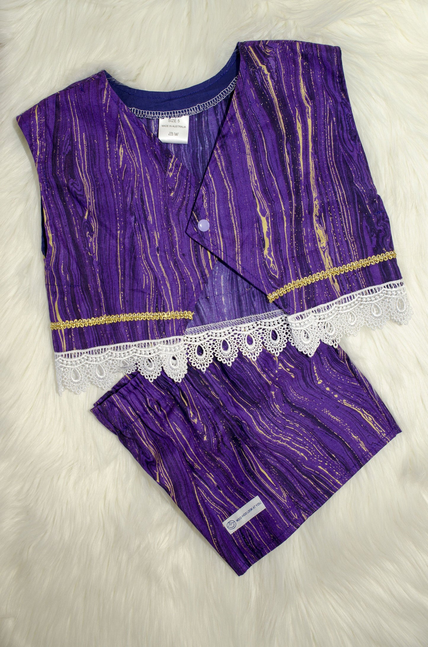 2 Piece - Laced Top and Shorts Purple