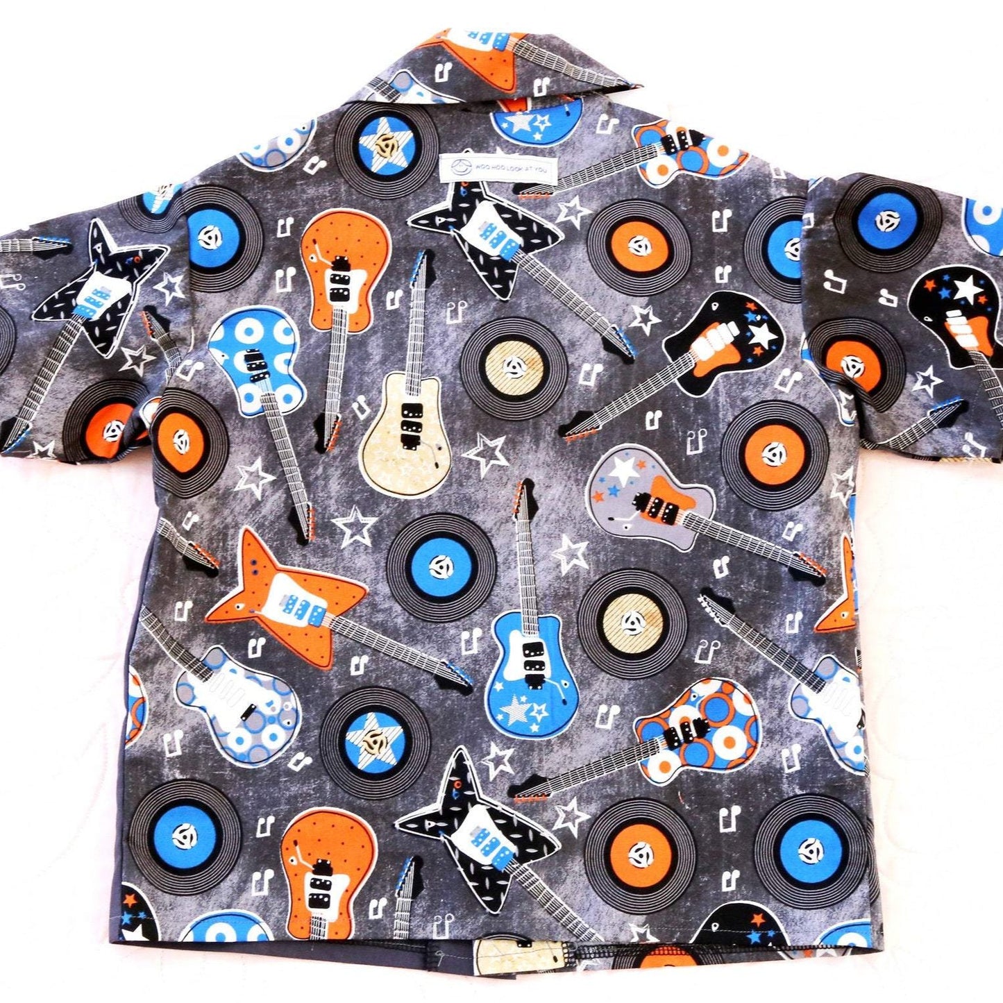 Shirt - Guitars & Record Collection with Dark Grey Contrast Panel