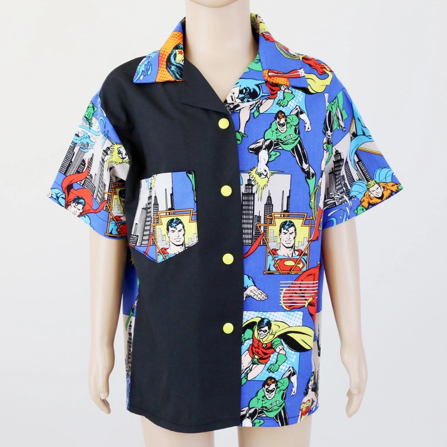 Shirt - Super Heroes Everywhere with Black Contrast Panel