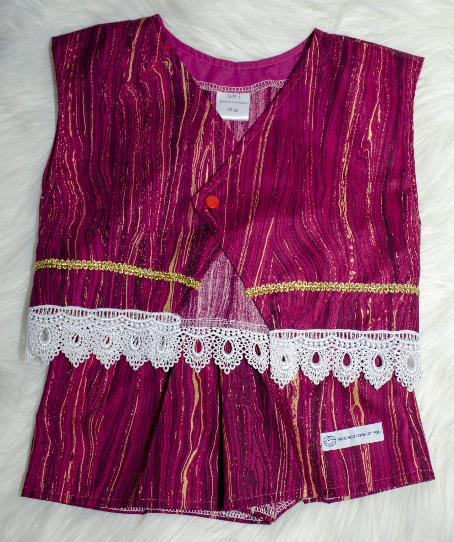 2 Piece - Laced Top and Shorts Burgundy